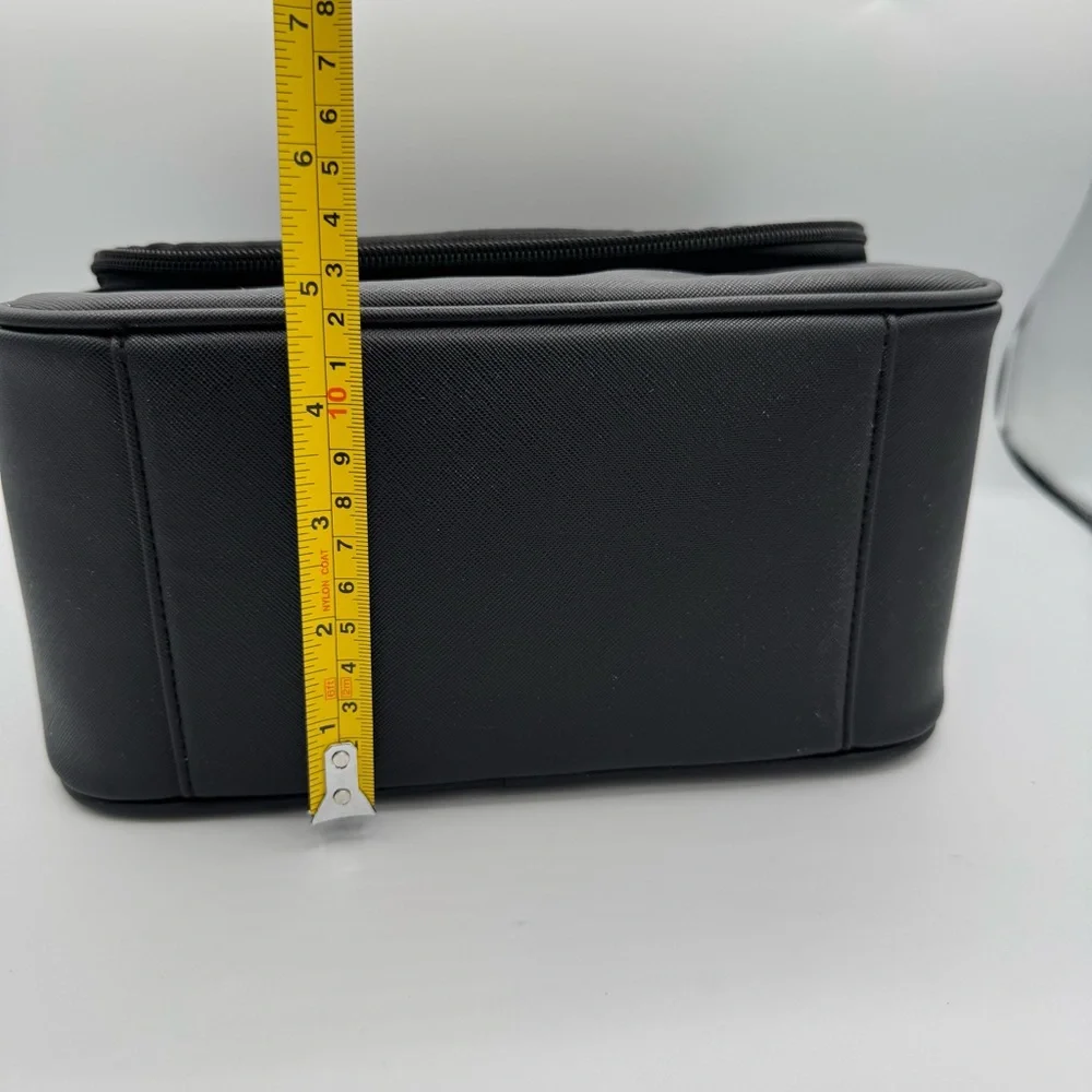 STACKERS‎ Black Vegan Leather Hanging Travel Toiletry Bag Luxury Organizer